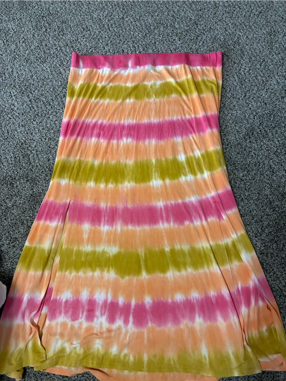 #33 - NWT Torrid Tie-Dye Midi Skirt in Pink, Peach & Olive